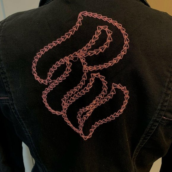 Vintage Rocawear Jacket Black Juniors L Pink Embro - Picture 9 of 12